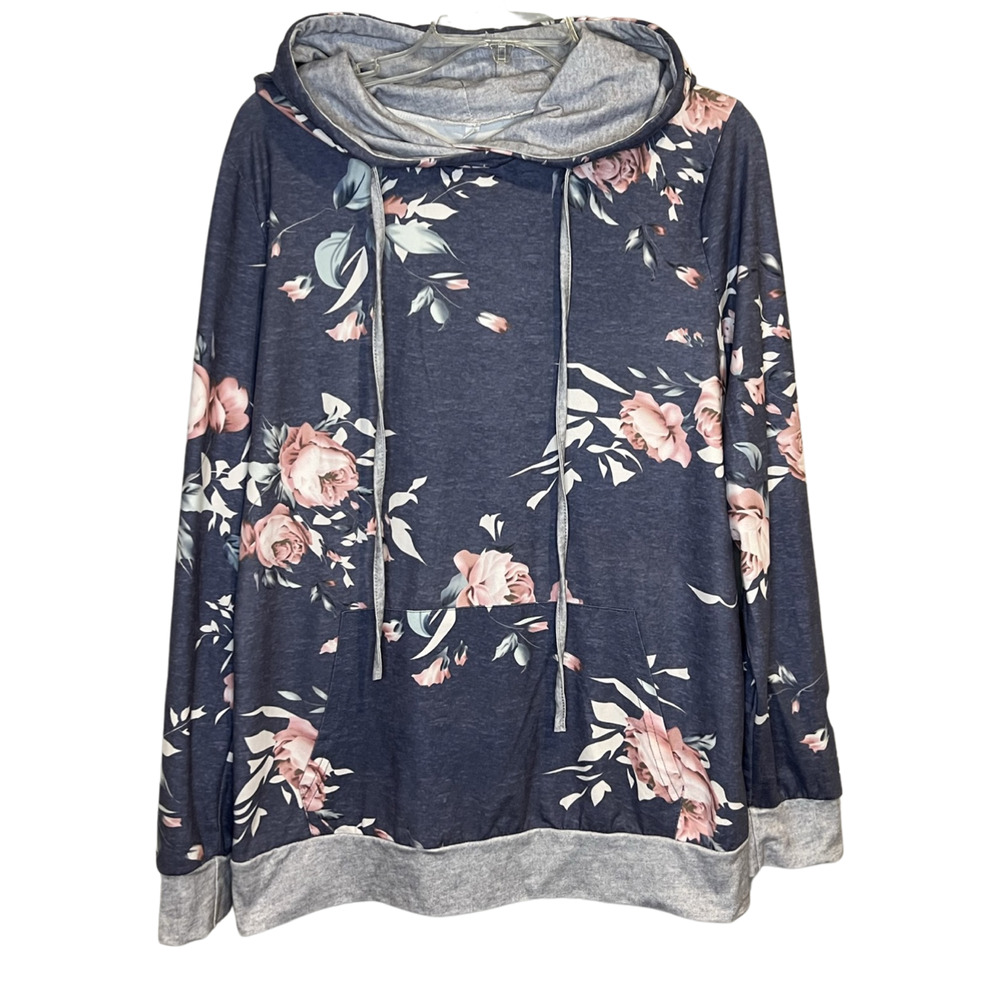 Floral Hoodie Navy and Pink Sz M